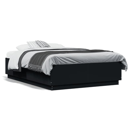 vidaXL Bed Frame with LED without Mattress Black 120x190 cm Small Double