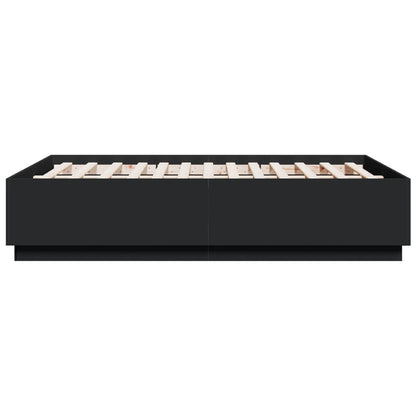 vidaXL Bed Frame with LED without Mattress Black 120x190 cm Small Double