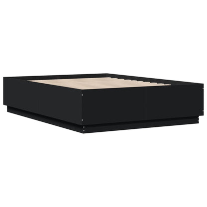 vidaXL Bed Frame with LED without Mattress Black 120x190 cm Small Double