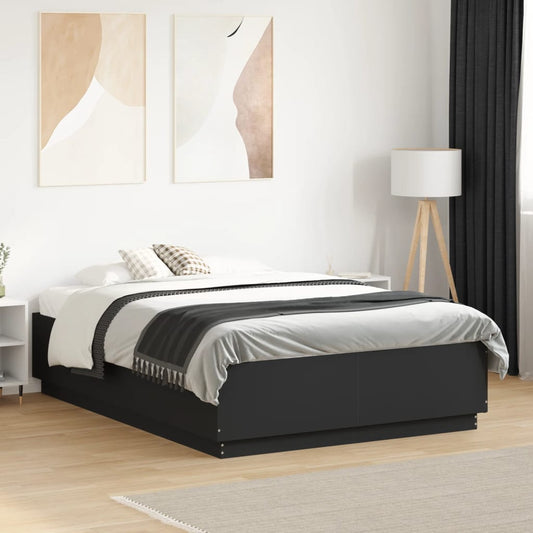 vidaXL Bed Frame with LED without Mattress Black 120x190 cm Small Double