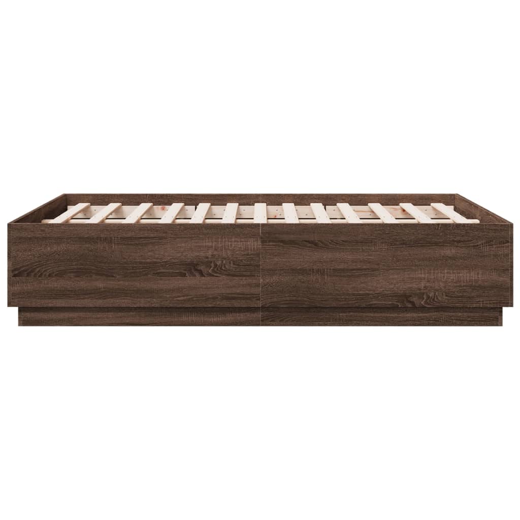 vidaXL Bed Frame with LED without Mattress Brown Oak 120x190 cm Small Double