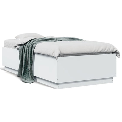 vidaXL Bed Frame with LED without Mattress White 90x190 cm Single