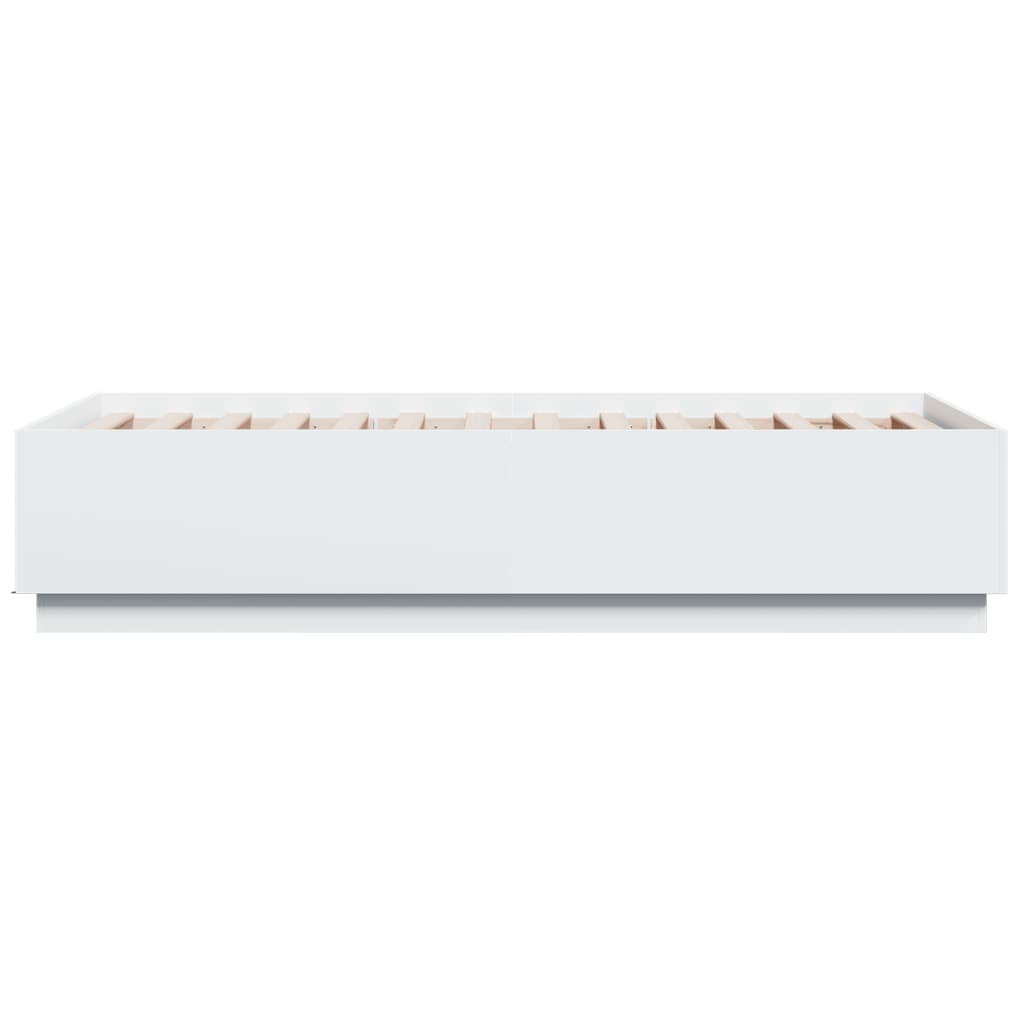 vidaXL Bed Frame with LED without Mattress White 90x190 cm Single