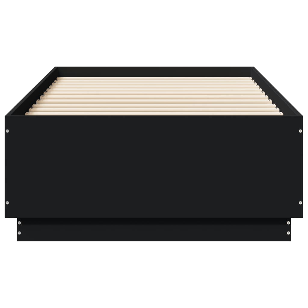 vidaXL Bed Frame with LED without Mattress Black 90x190 cm Single