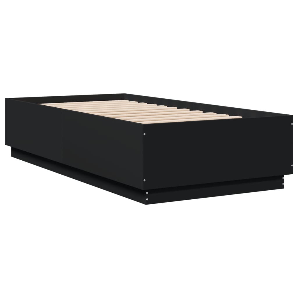 vidaXL Bed Frame with LED without Mattress Black 90x190 cm Single