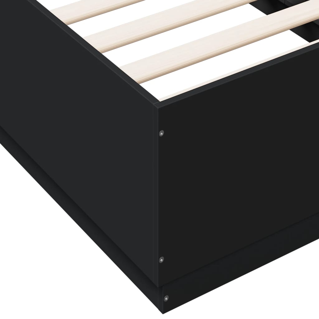 vidaXL Bed Frame with LED without Mattress Black 90x190 cm Single