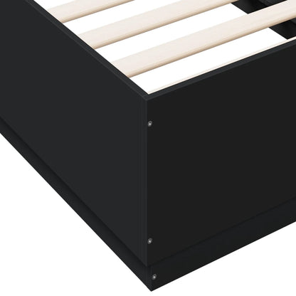 vidaXL Bed Frame with LED without Mattress Black 90x190 cm Single