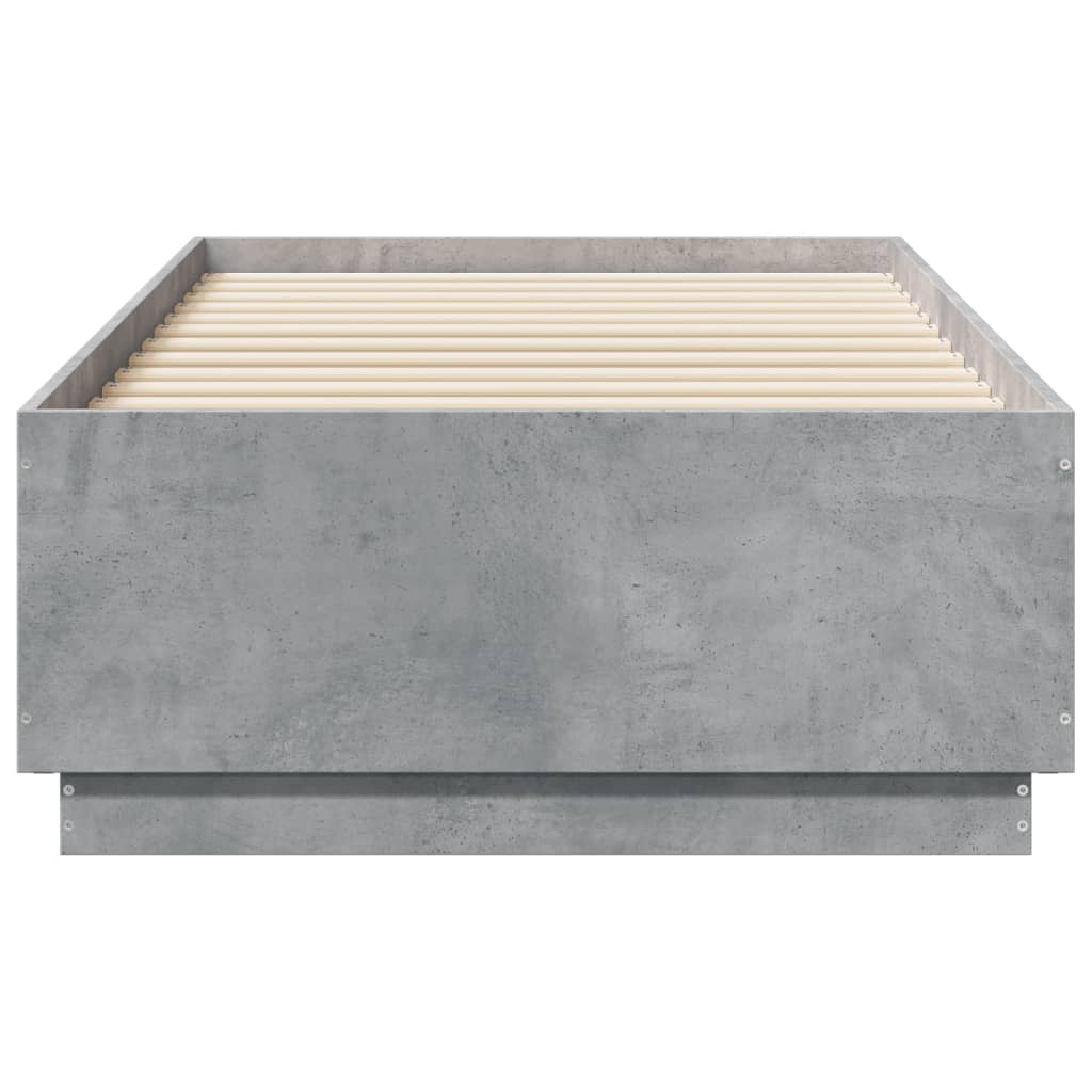 vidaXL Bed Frame with LED without Mattress Concrete Grey 90x190 cm Single