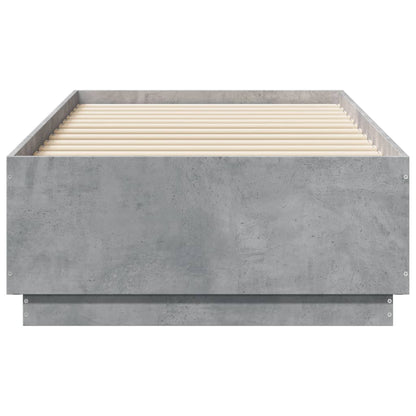 vidaXL Bed Frame with LED without Mattress Concrete Grey 90x190 cm Single