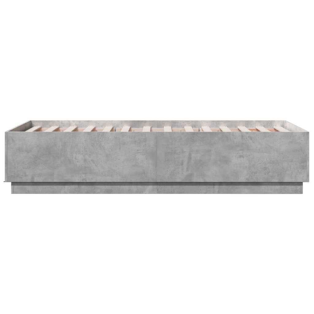vidaXL Bed Frame with LED without Mattress Concrete Grey 90x190 cm Single