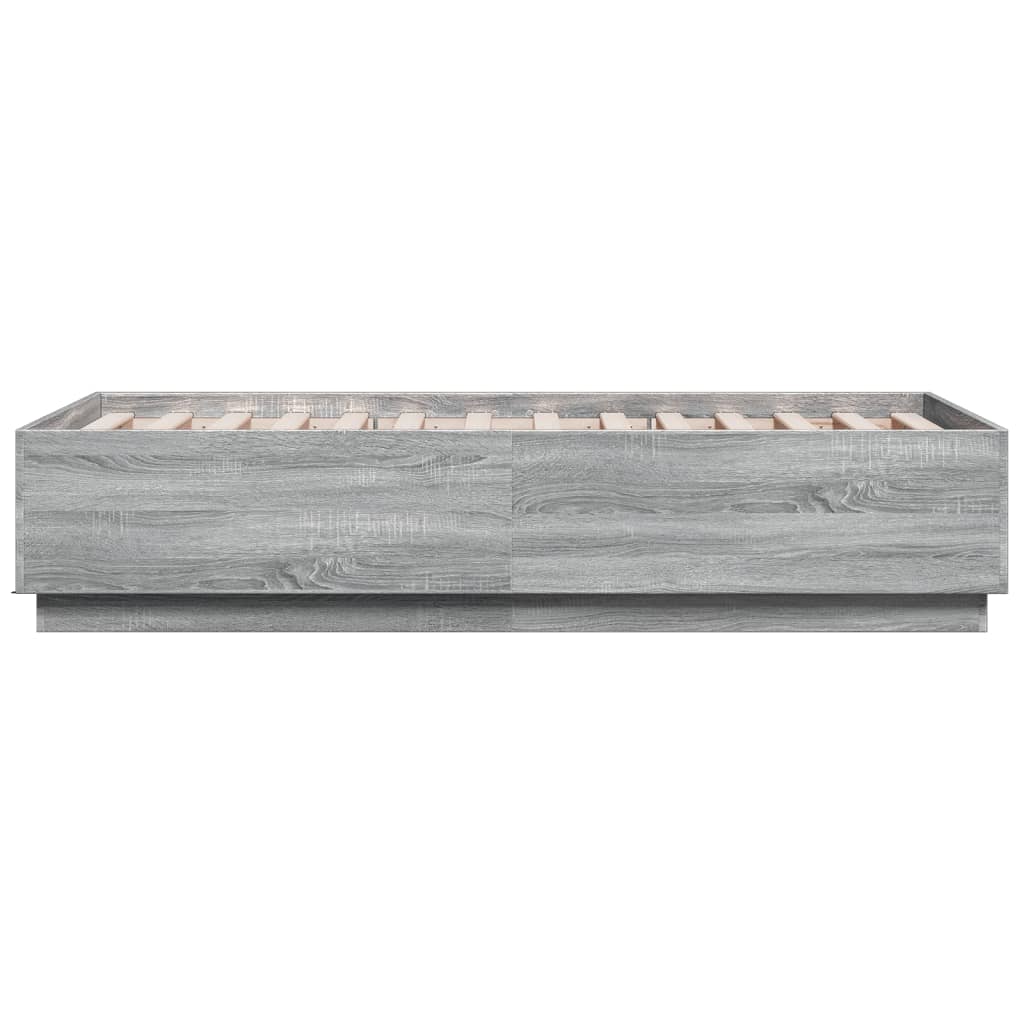 vidaXL Bed Frame with LED without Mattress Grey Sonoma 90x190 cm Single
