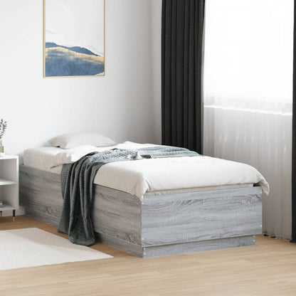 vidaXL Bed Frame with LED without Mattress Grey Sonoma 90x190 cm Single