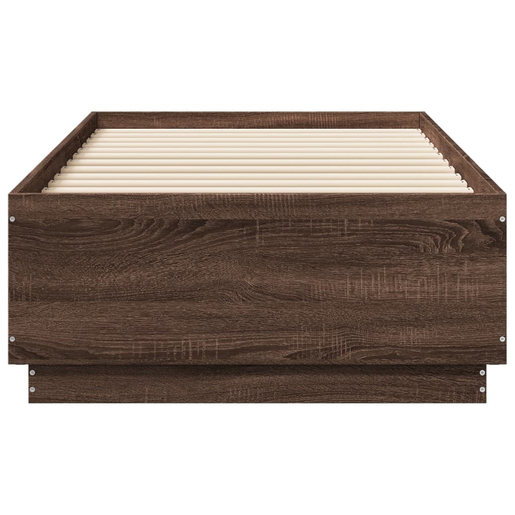 vidaXL Bed Frame with LED without Mattress Brown Oak 90x190 cm Single