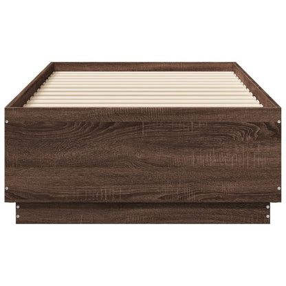 vidaXL Bed Frame with LED without Mattress Brown Oak 90x190 cm Single