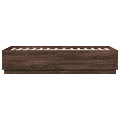 vidaXL Bed Frame with LED without Mattress Brown Oak 90x190 cm Single