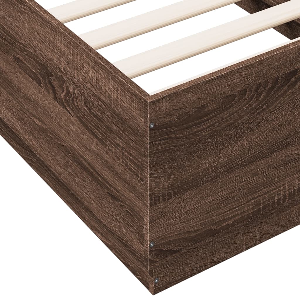 vidaXL Bed Frame with LED without Mattress Brown Oak 90x190 cm Single