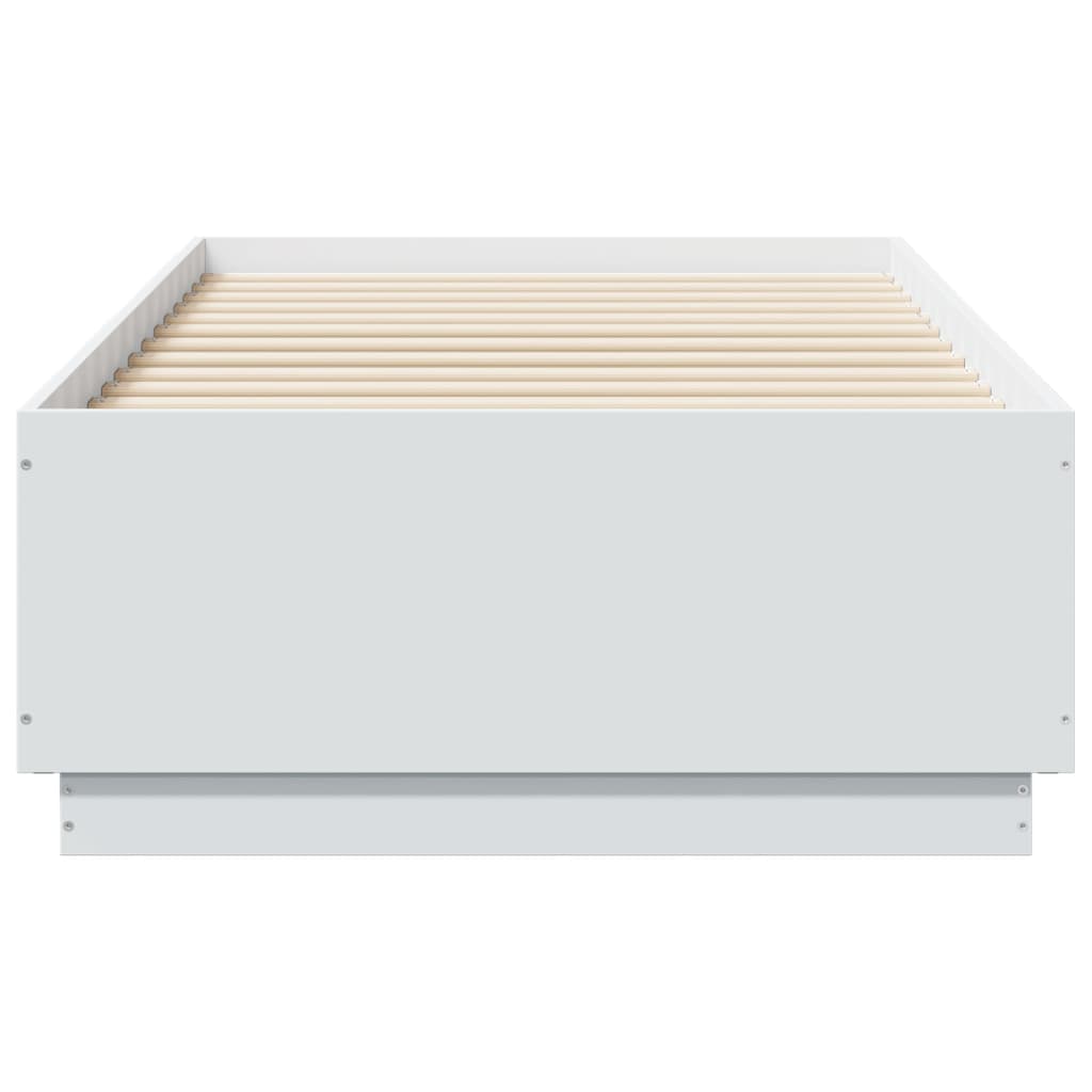 vidaXL Bed Frame with LED without Mattress White 75x190 cm Small Single