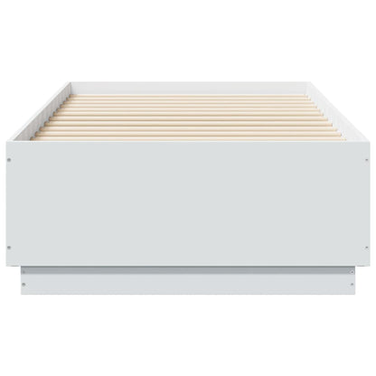 vidaXL Bed Frame with LED without Mattress White 75x190 cm Small Single