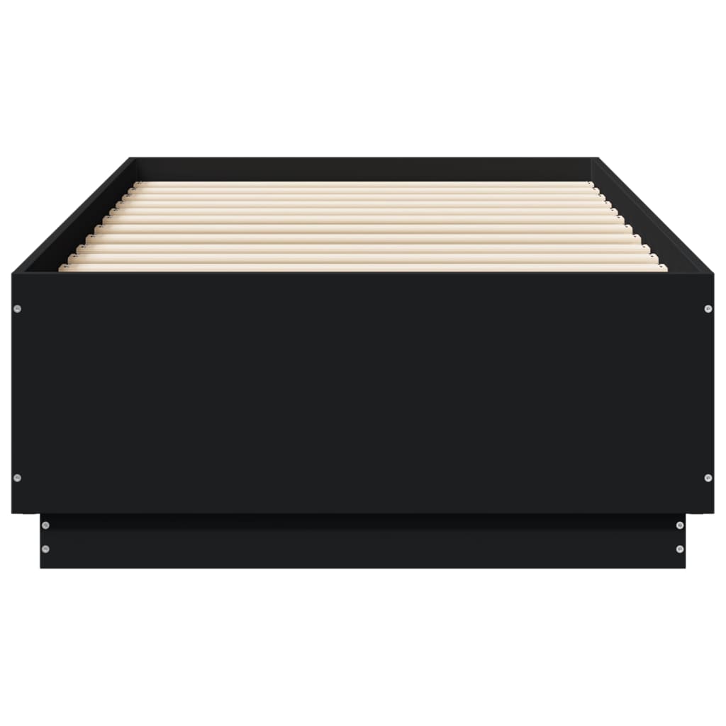 vidaXL Bed Frame with LED without Mattress Black 75x190 cm Small Single