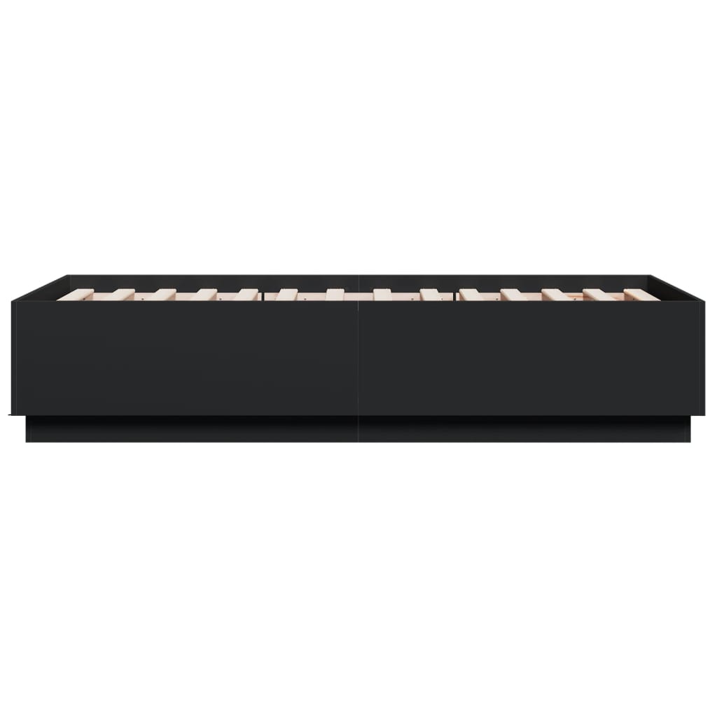 vidaXL Bed Frame with LED without Mattress Black 75x190 cm Small Single