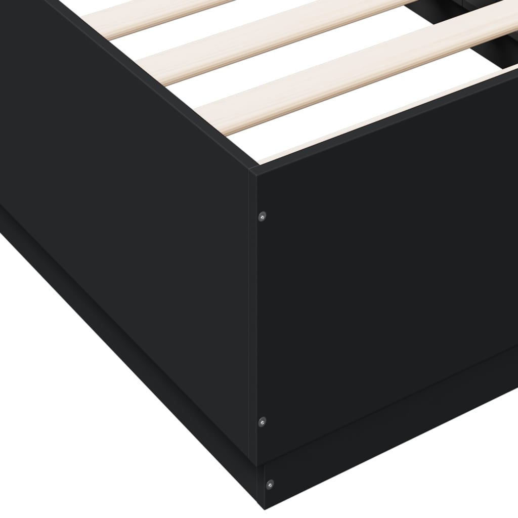 vidaXL Bed Frame with LED without Mattress Black 75x190 cm Small Single