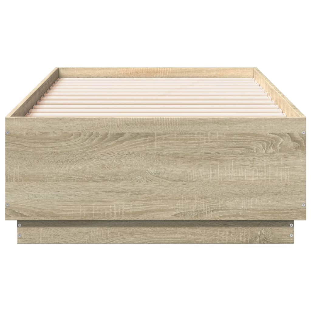 vidaXL Bed Frame with LED without Mattress Sonoma Oak 75x190 cm Small Single