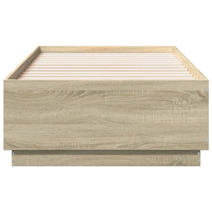 vidaXL Bed Frame with LED without Mattress Sonoma Oak 75x190 cm Small Single