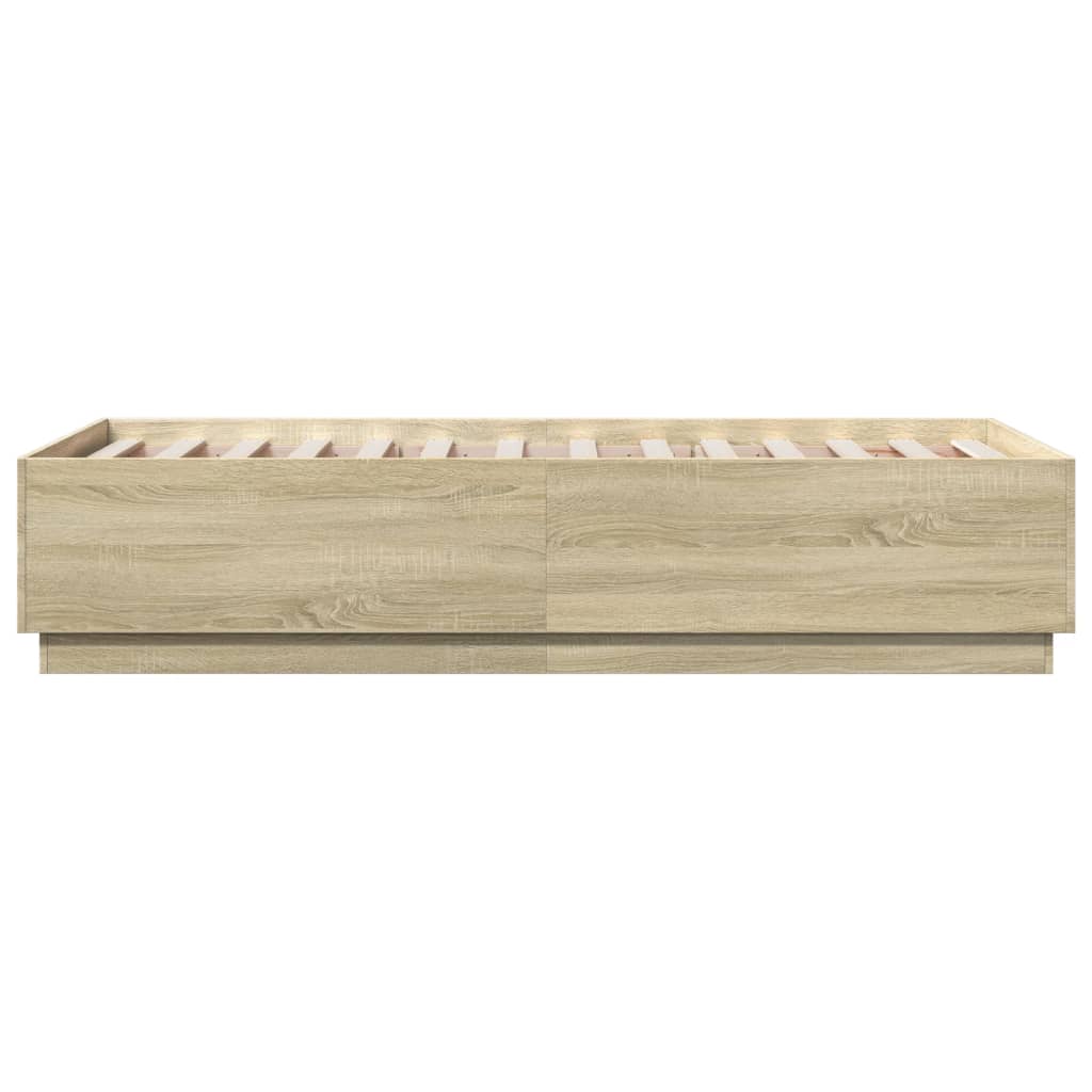 vidaXL Bed Frame with LED without Mattress Sonoma Oak 75x190 cm Small Single