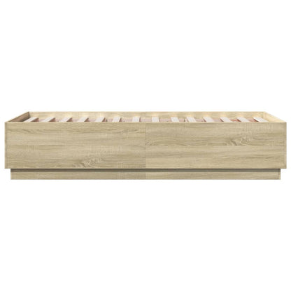 vidaXL Bed Frame with LED without Mattress Sonoma Oak 75x190 cm Small Single