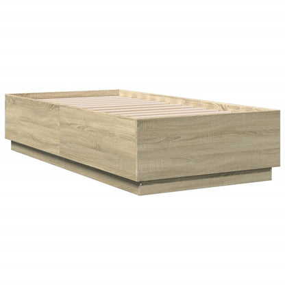 vidaXL Bed Frame with LED without Mattress Sonoma Oak 75x190 cm Small Single