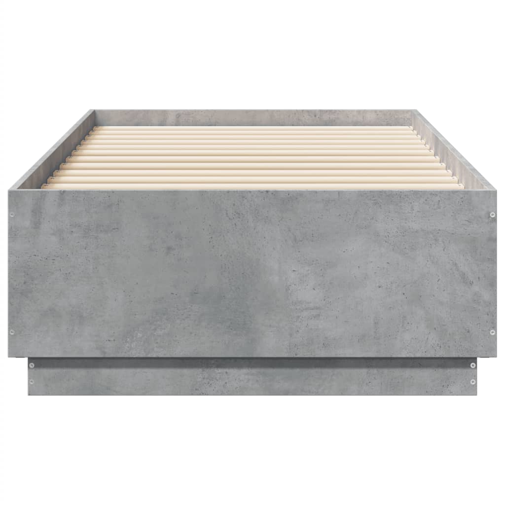 vidaXL Bed Frame with LED without Mattress Concrete Grey 75x190 cm Small Single