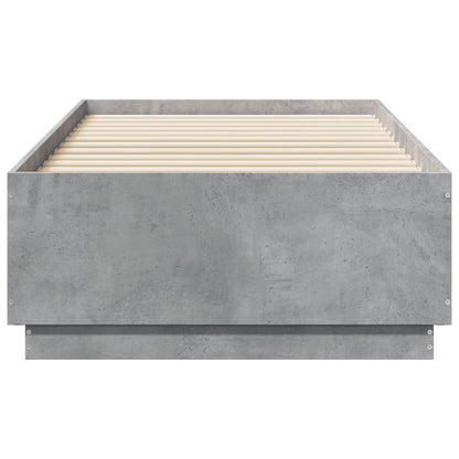 vidaXL Bed Frame with LED without Mattress Concrete Grey 75x190 cm Small Single