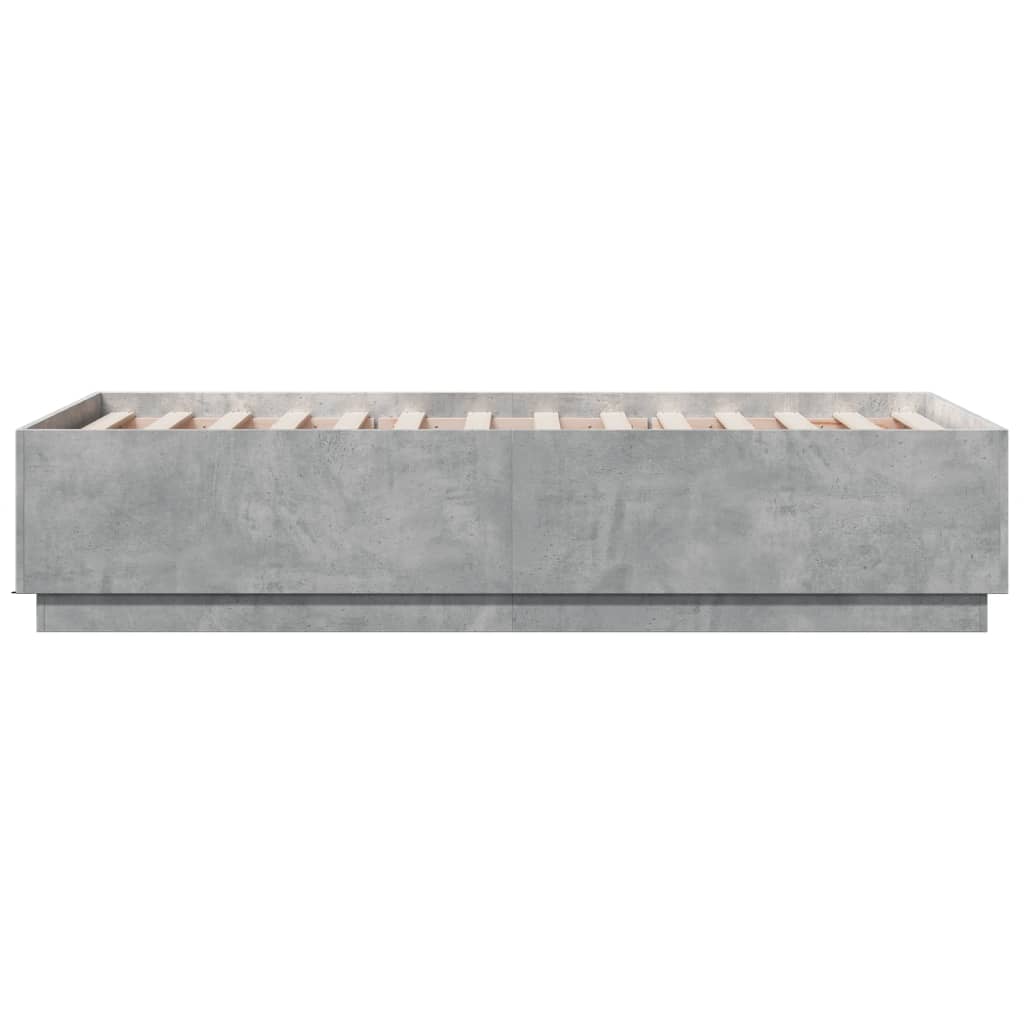 vidaXL Bed Frame with LED without Mattress Concrete Grey 75x190 cm Small Single