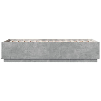 vidaXL Bed Frame with LED without Mattress Concrete Grey 75x190 cm Small Single