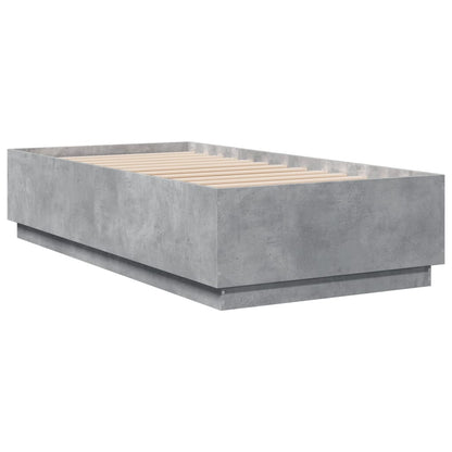 vidaXL Bed Frame with LED without Mattress Concrete Grey 75x190 cm Small Single