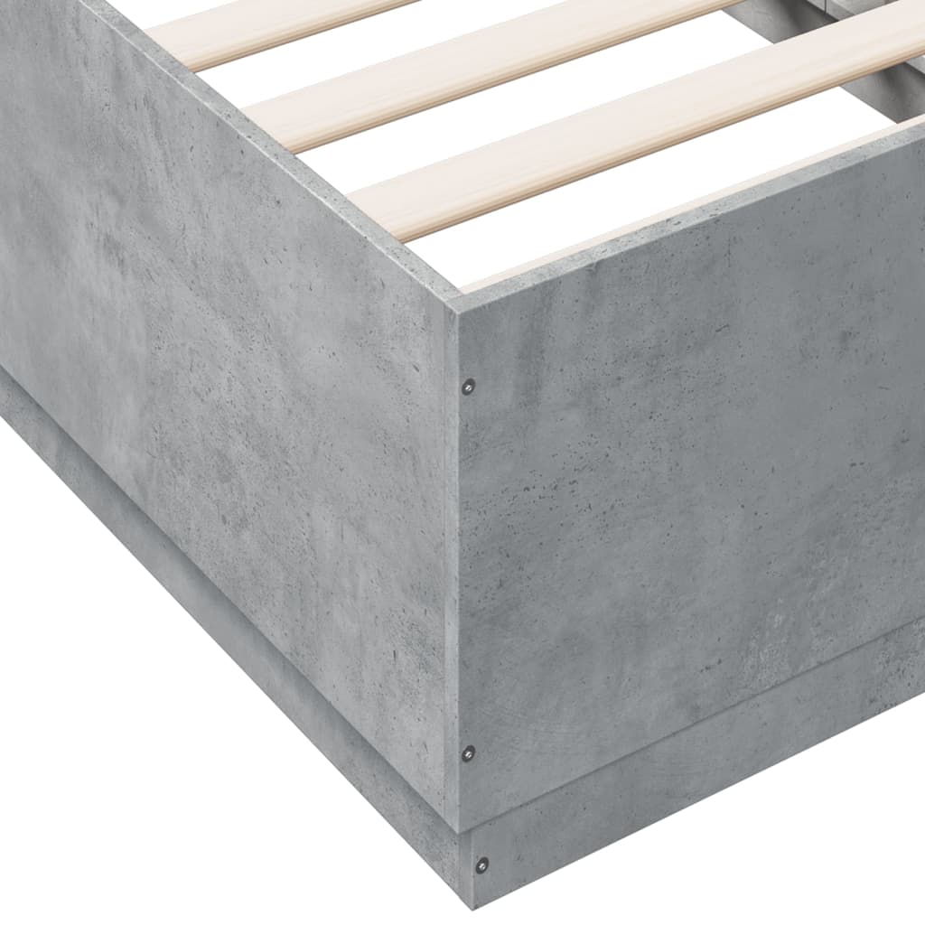 vidaXL Bed Frame with LED without Mattress Concrete Grey 75x190 cm Small Single