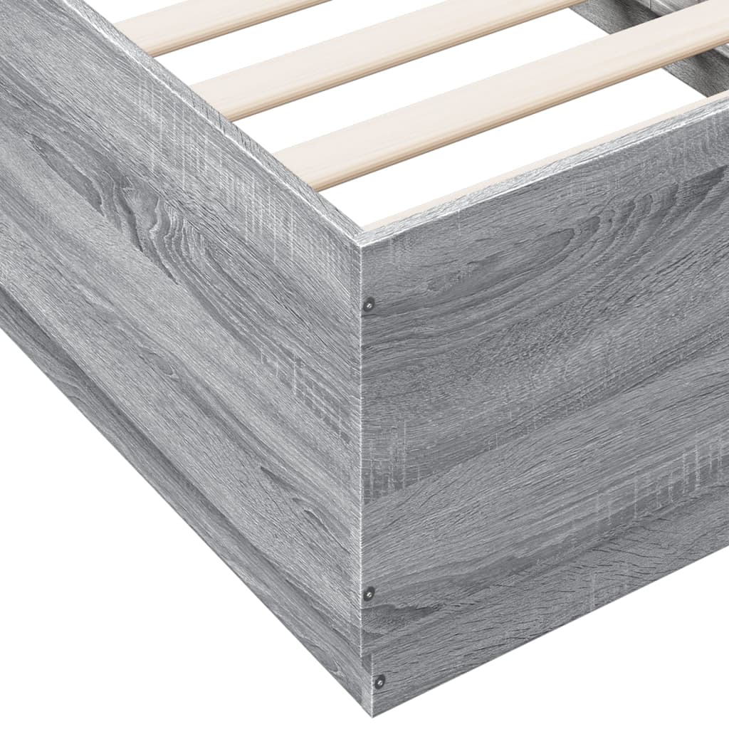 vidaXL Bed Frame with LED without Mattress Grey Sonoma 75x190 cm