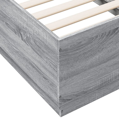 vidaXL Bed Frame with LED without Mattress Grey Sonoma 75x190 cm