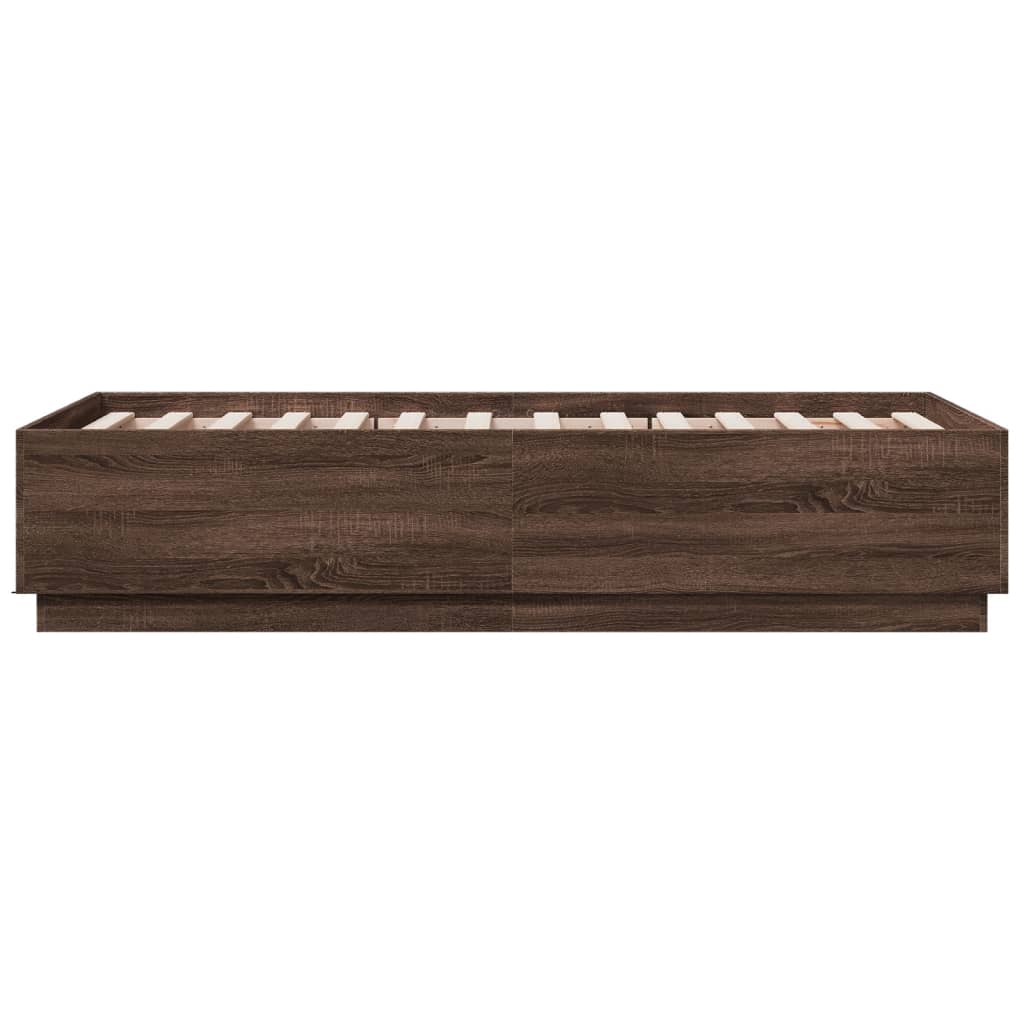 vidaXL Bed Frame with LED without Mattress Brown Oak 75x190 cm Small Single
