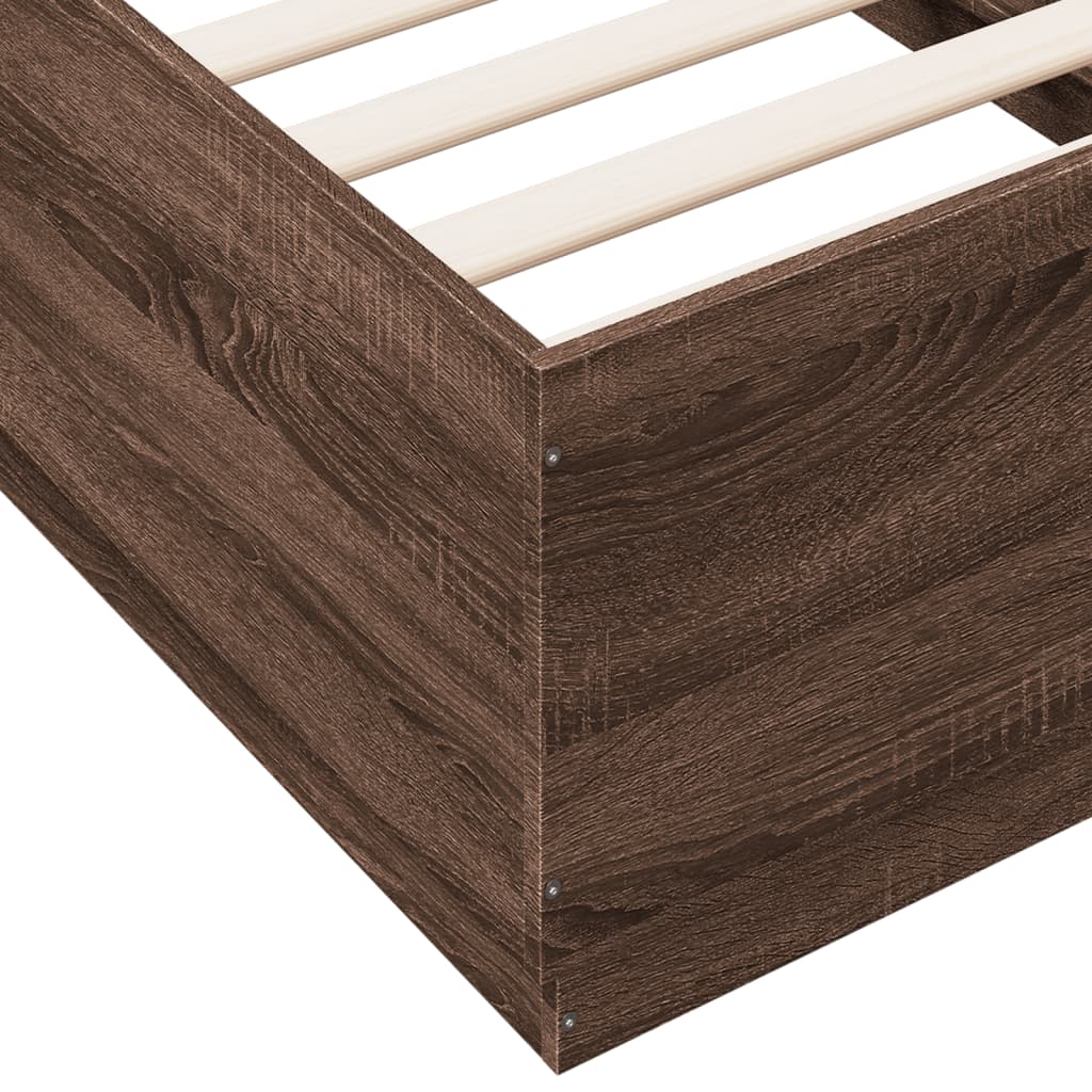 vidaXL Bed Frame with LED without Mattress Brown Oak 75x190 cm Small Single