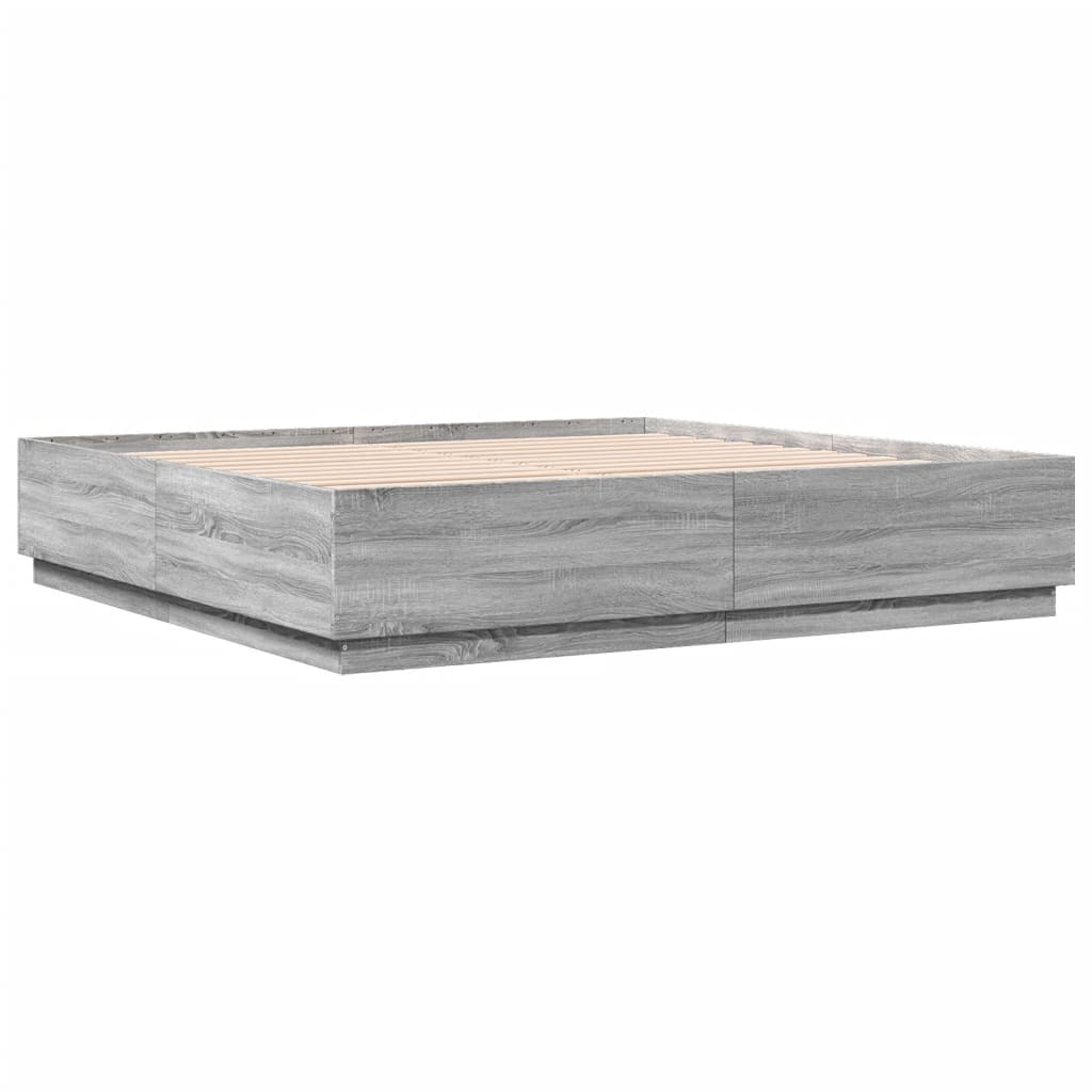 vidaXL Bed Frame without Mattress Grey Sonoma 200x200 cm