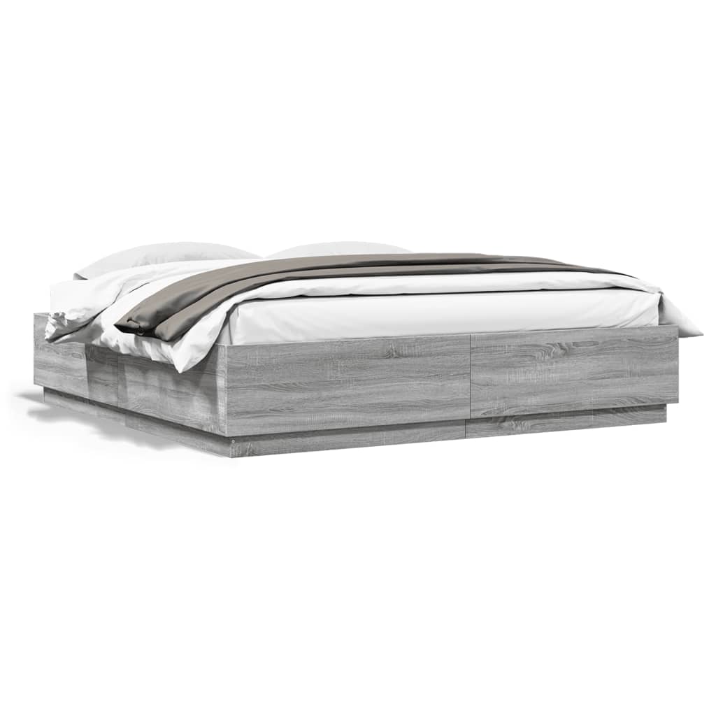 vidaXL Bed Frame without Mattress Grey Sonoma 180x200 cm Super King