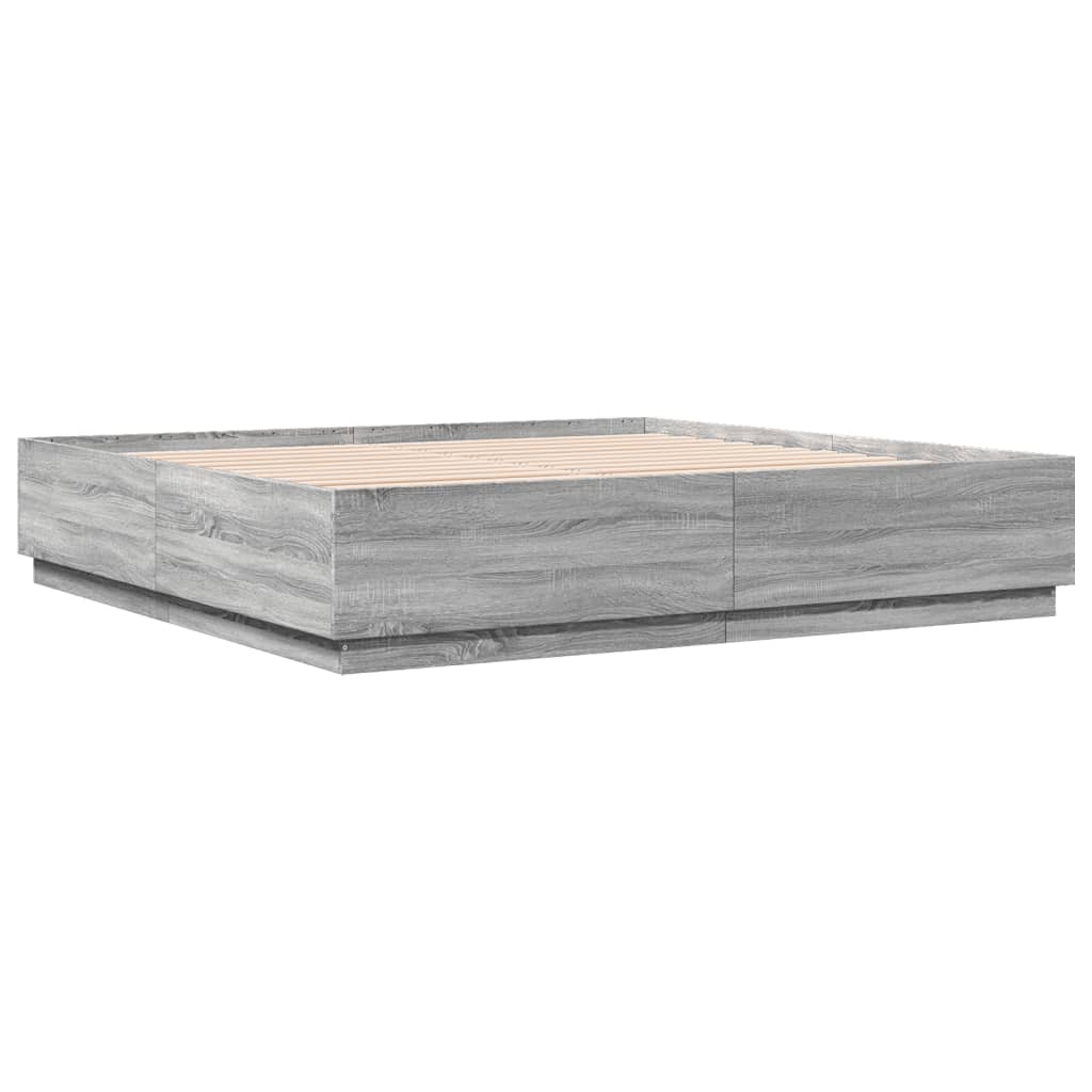 vidaXL Bed Frame without Mattress Grey Sonoma 180x200 cm Super King
