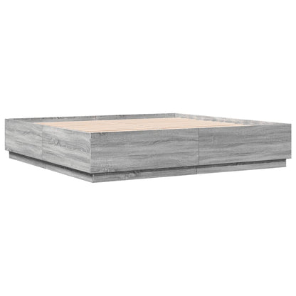 vidaXL Bed Frame without Mattress Grey Sonoma 180x200 cm Super King