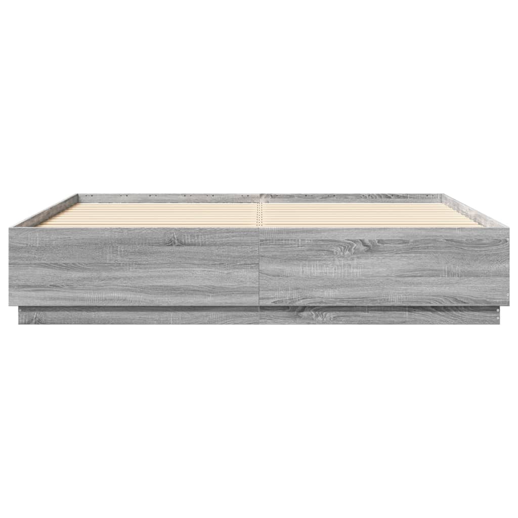 vidaXL Bed Frame without Mattress Grey Sonoma 180x200 cm Super King