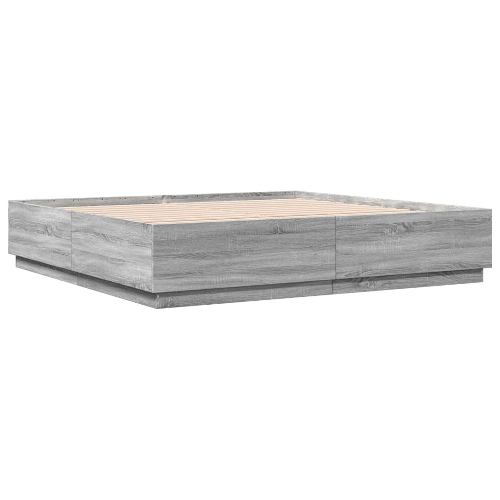vidaXL Bed Frame without Mattress Grey Sonoma 180x200 cm Super King