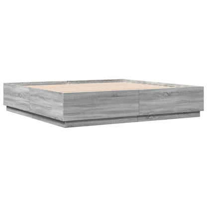 vidaXL Bed Frame without Mattress Grey Sonoma 180x200 cm Super King
