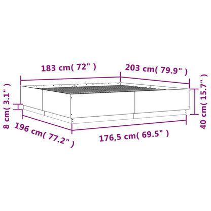 vidaXL Bed Frame without Mattress Grey Sonoma 180x200 cm Super King