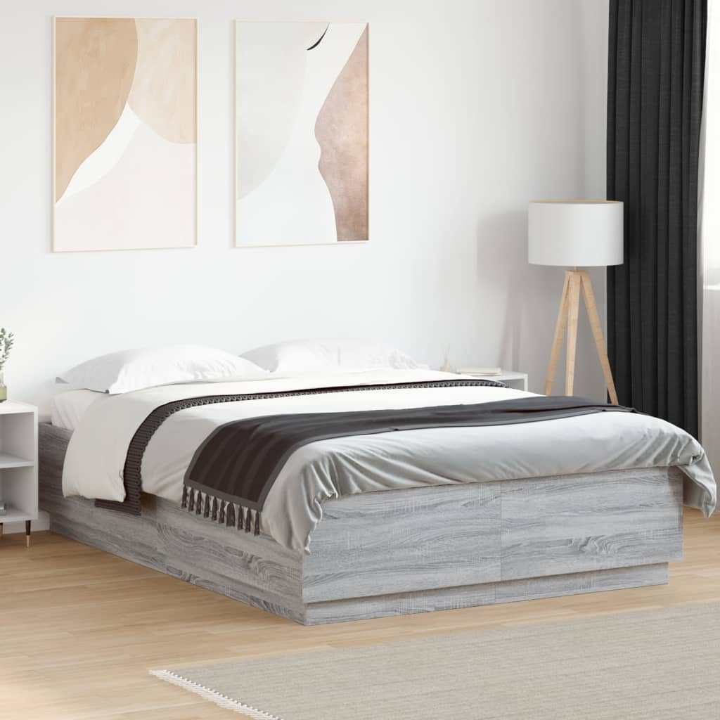 vidaXL Bed Frame without Mattress Grey Sonoma 160x200 cm