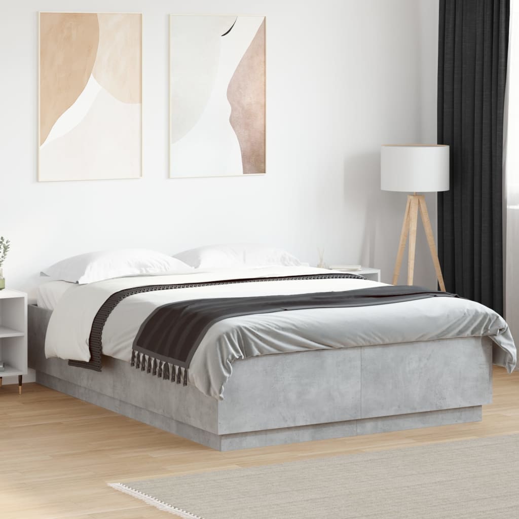 vidaXL Bed Frame without Mattress Concrete Grey 150x200 cm King Size